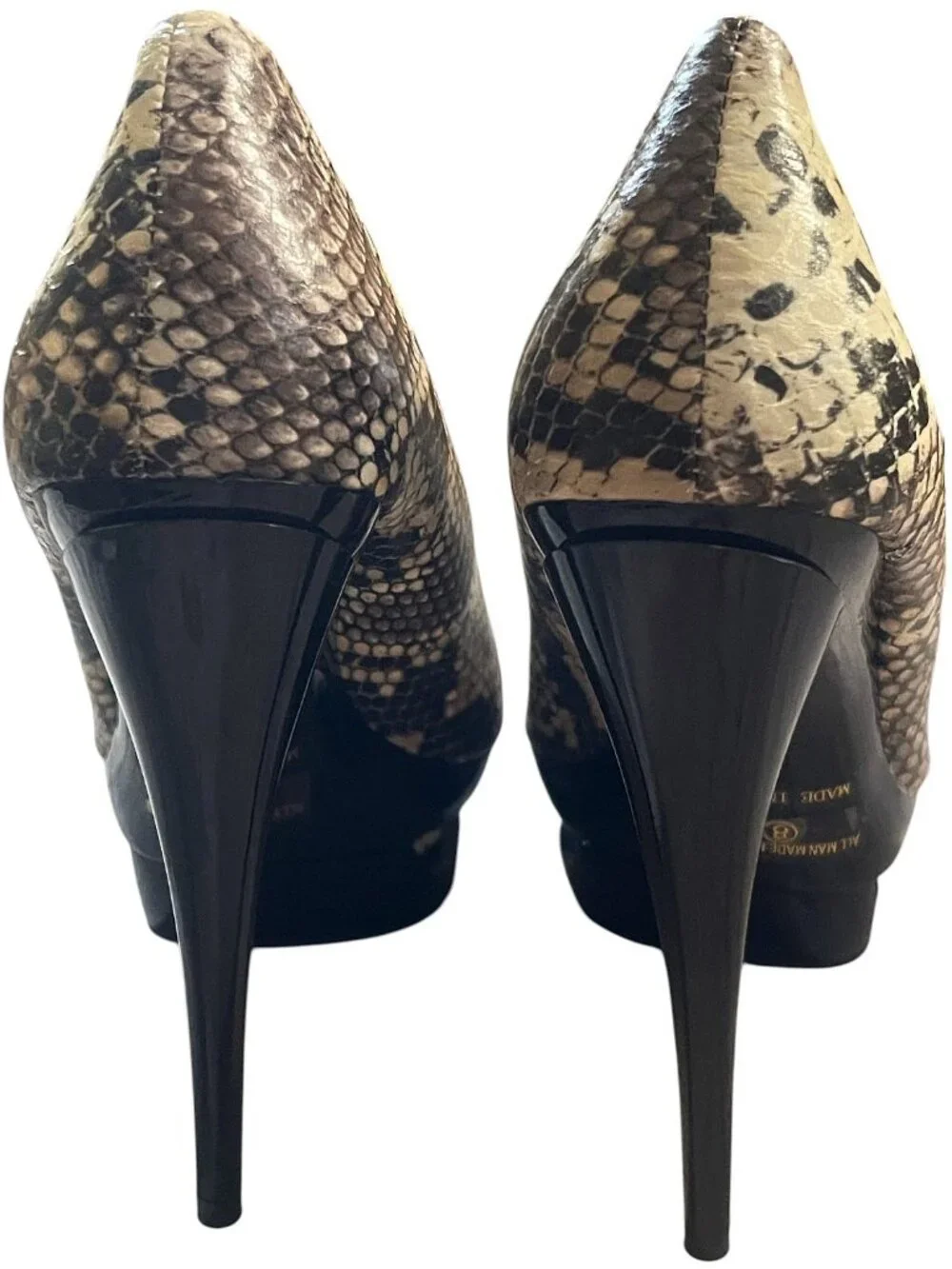 Bonnibel Reggie-3 Beige Snakeskin Embossed (PU) Platform Stiletto Pumps